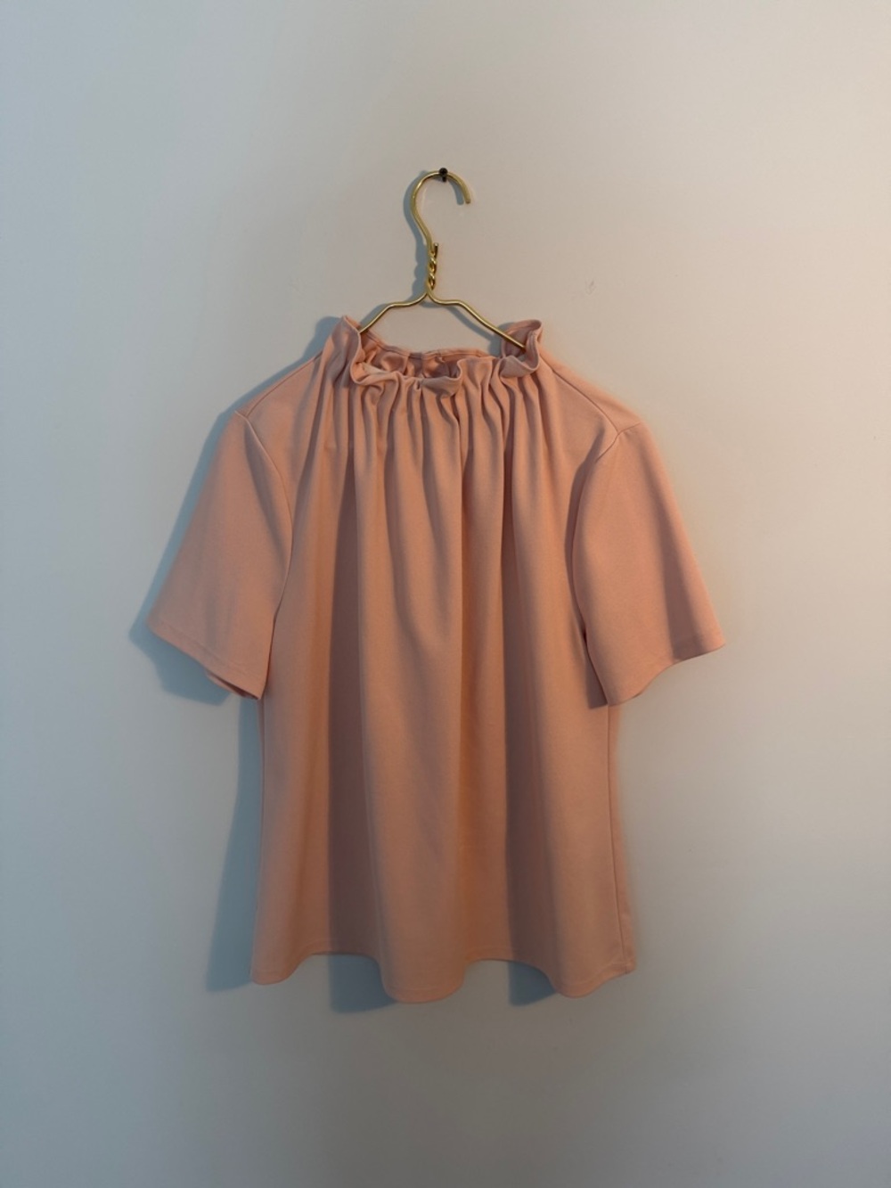 Ann Taylor Gathered Neck Short Sleeve Top - Blush Pink